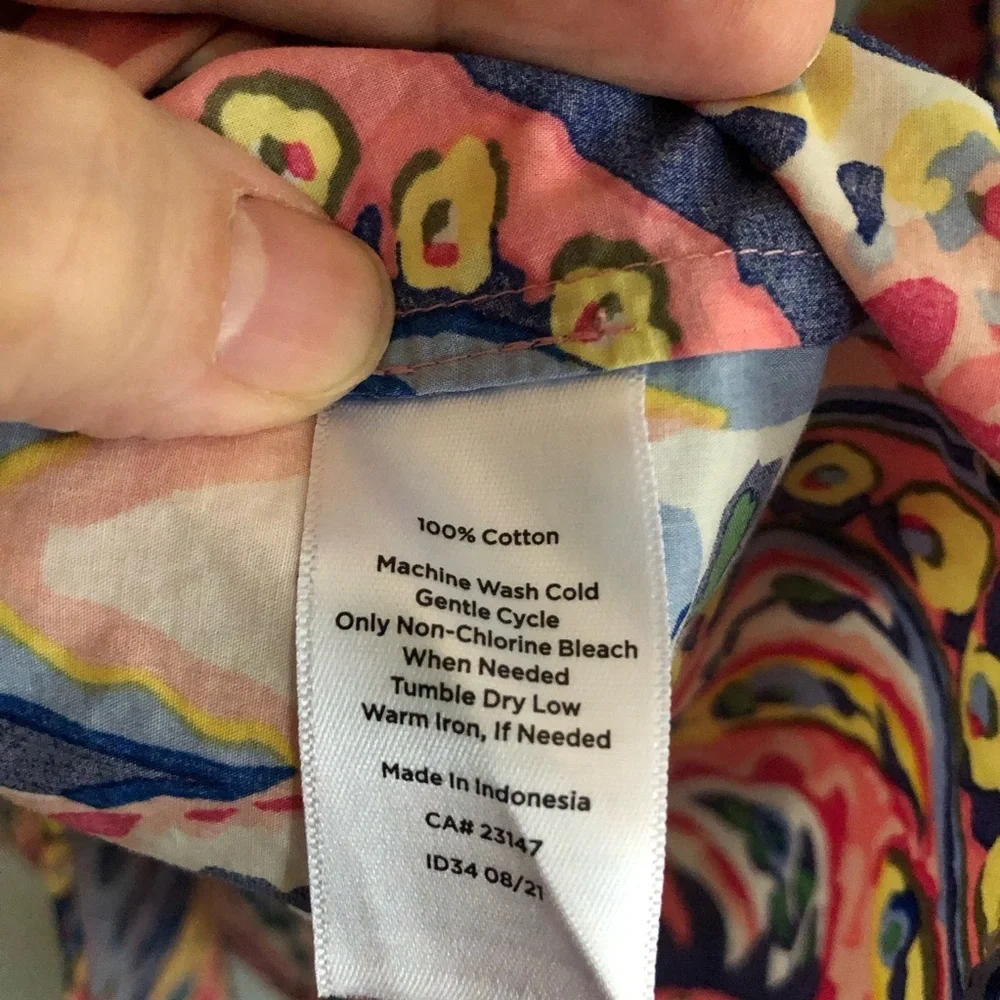 Talbots Sz XL Colorful Button Down Top Shirt Cotton Abstract Paisley L/S Maximal